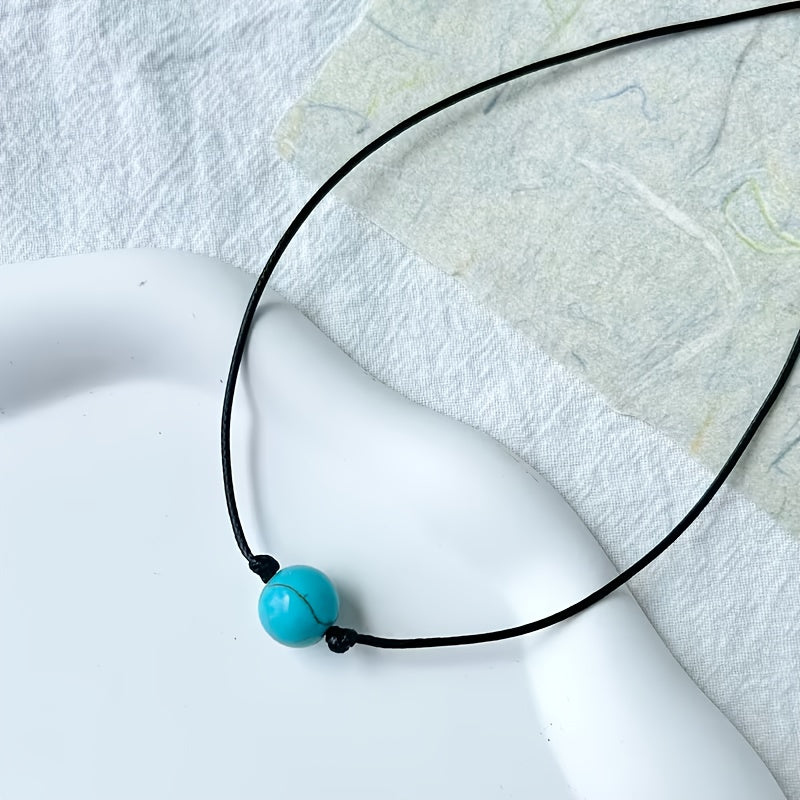 Bohemian Turquoise Stone Bead Adjustable Necklace