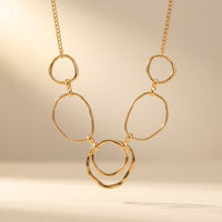 Boho Gold Hammered Multi Circle Necklace