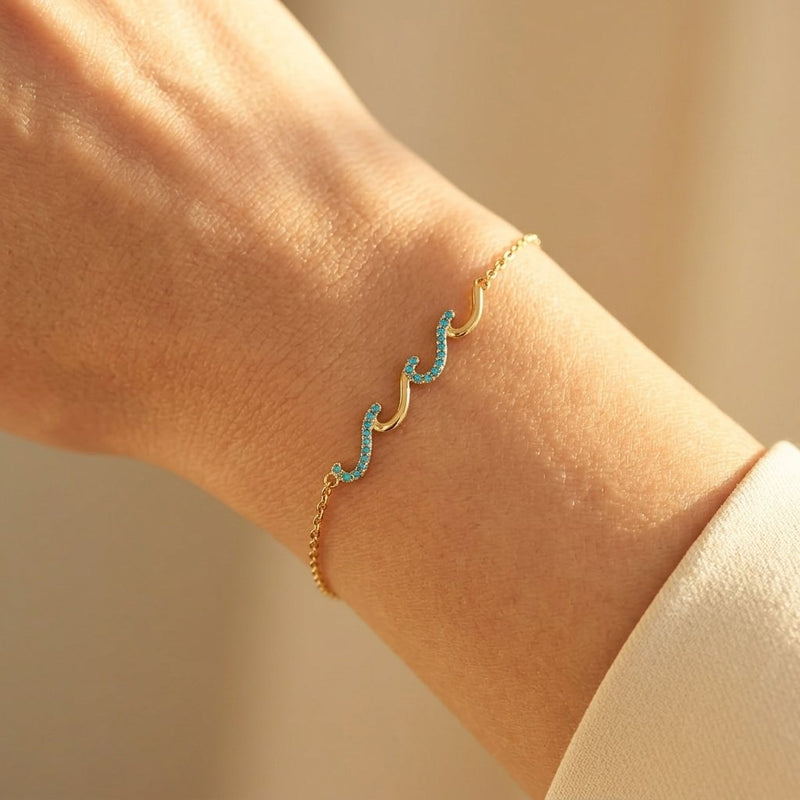 Boho Gold Turquoise Wave Bracelet