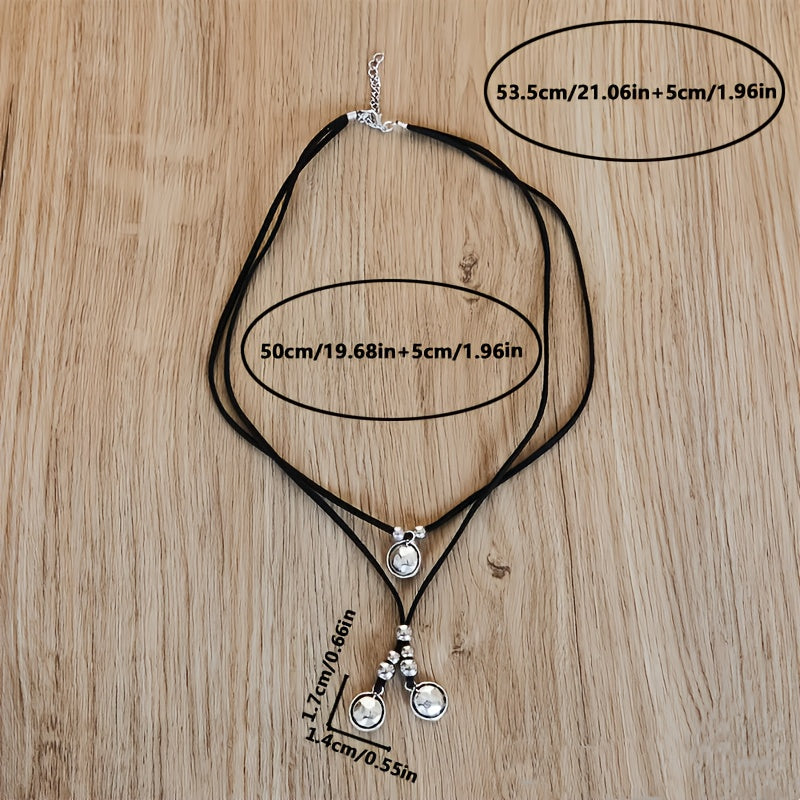 Vintage Zinc Alloy Double Layer Pendant Choker Necklace