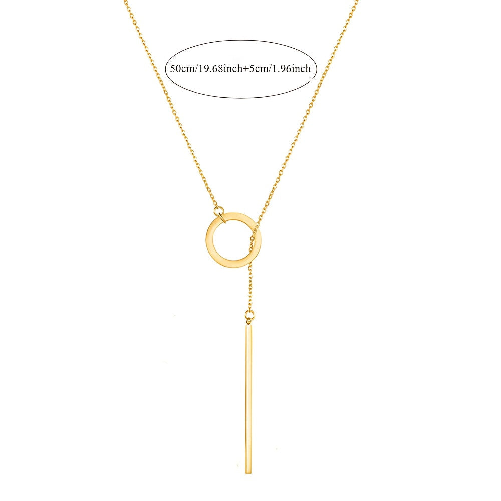 Modern Gold Y-Drop Necklace in Stainless Steel