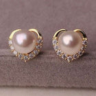 Vintage Pearl Earrings Gold Stud