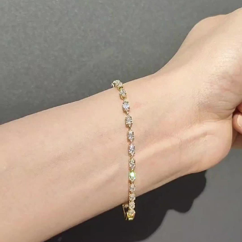 Elegant Zirconia Diamond Gold Plated Tennis Bracelet