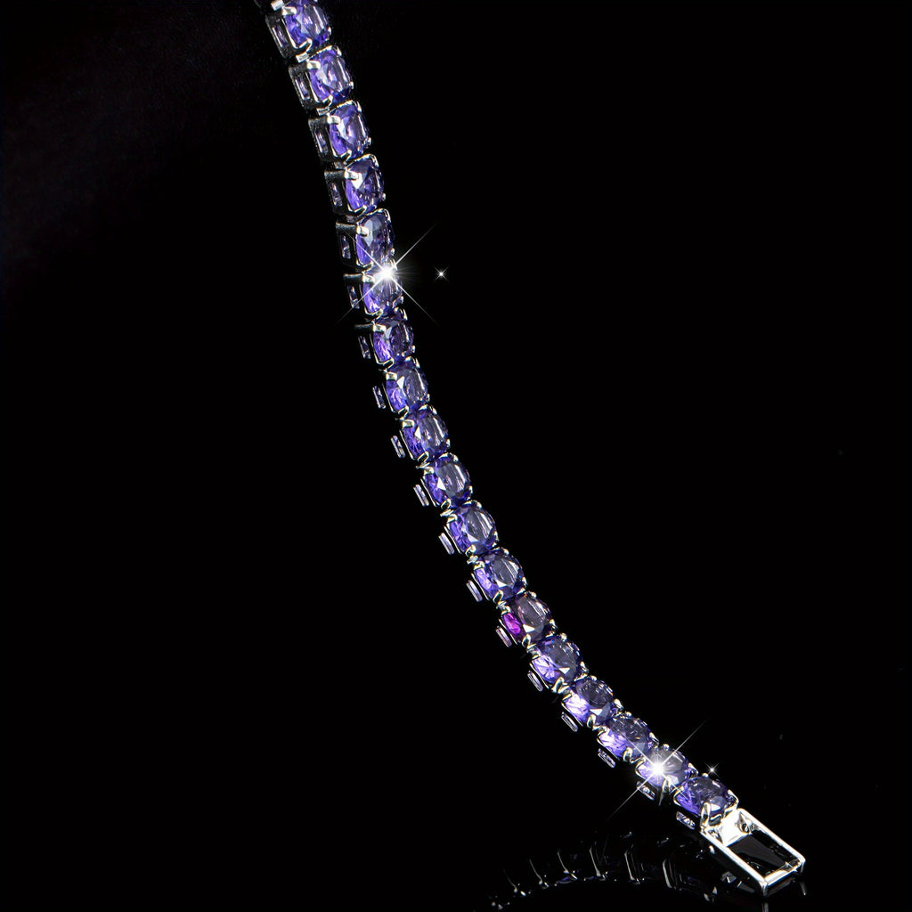 Elegant Boho Purple Zirconia Crystal Tennis Bracelet