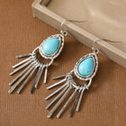 Vintage Bohemian Zinc Alloy Tassel Design Turquoise Long Earrings