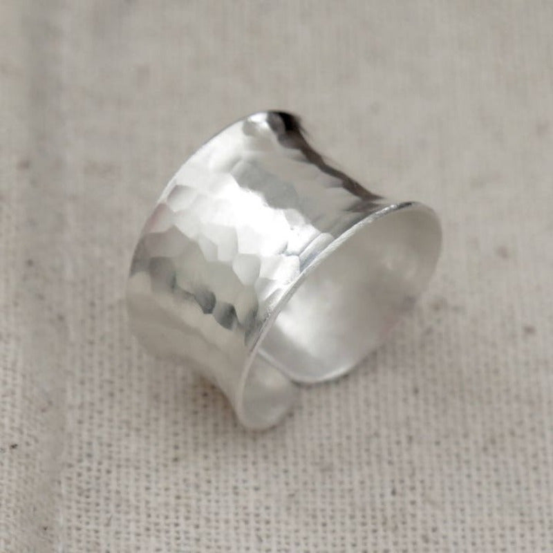 Elegant Adjustable Handmade Hammered Texture Ring