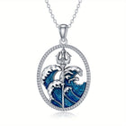Poseidon Trident Ocean Wave Pendant Necklace