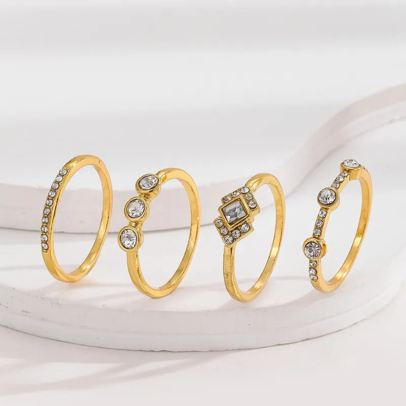 Vintage Art Deco Inspired Gold Plated Stackable Ring Set