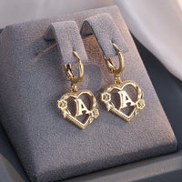 Dainty Initial Heart Hoop Earrings