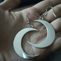 Vintage Retro Silver Plated Moon Design Drop Earrings