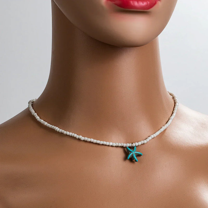 Chic Bohemian Turquoise Starfish Necklace