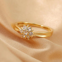Classic Gold Plated Cubic Zirconia Flower Decor Ring