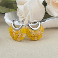 Colorful Millefiori Half-Hoop Earrings