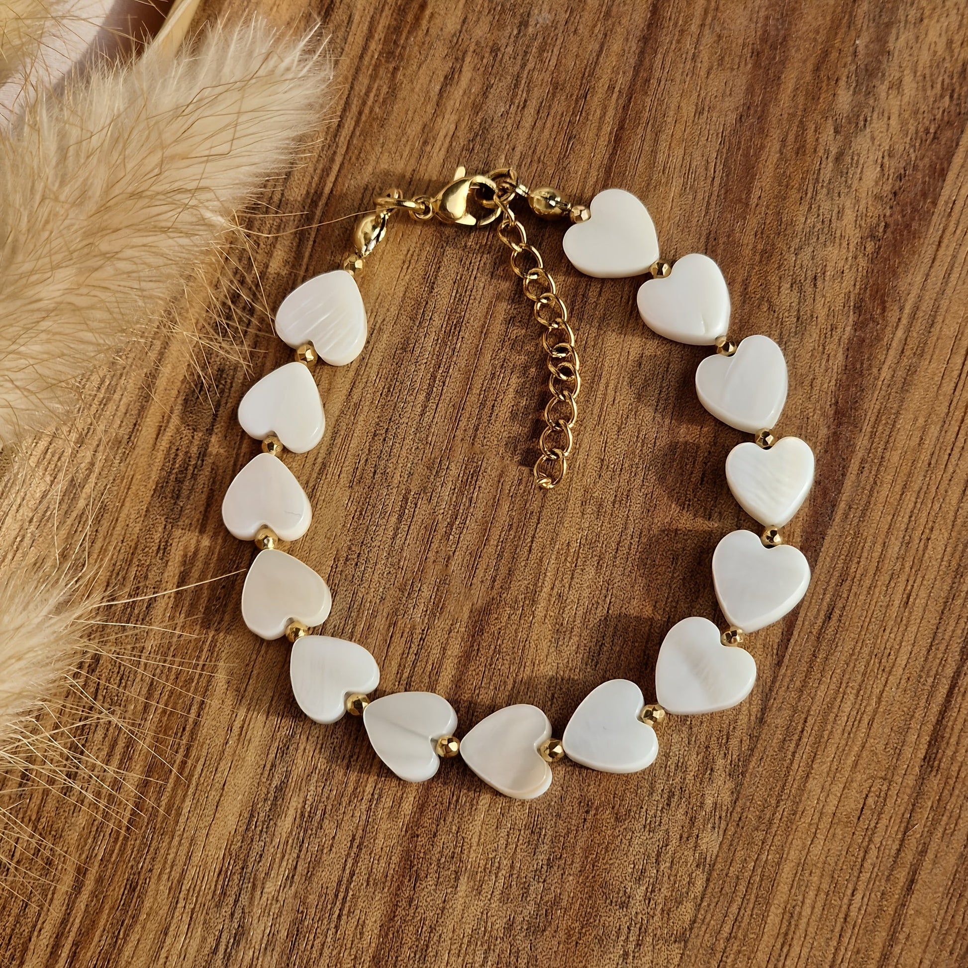 Bohemian Natural Stone Shell Heart Bracelet