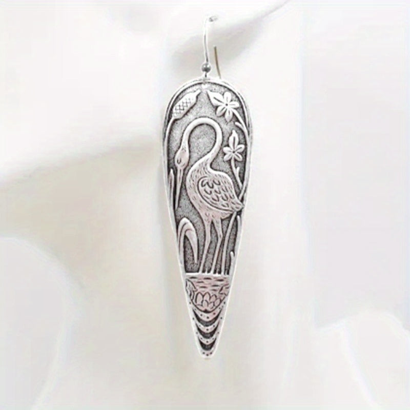 Elegant Bird Themed Heron Drop Earrings