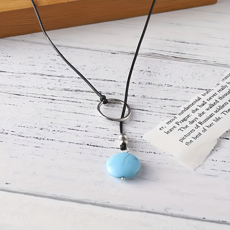 Vintage Style Boho Turquoise Pendant Necklace
