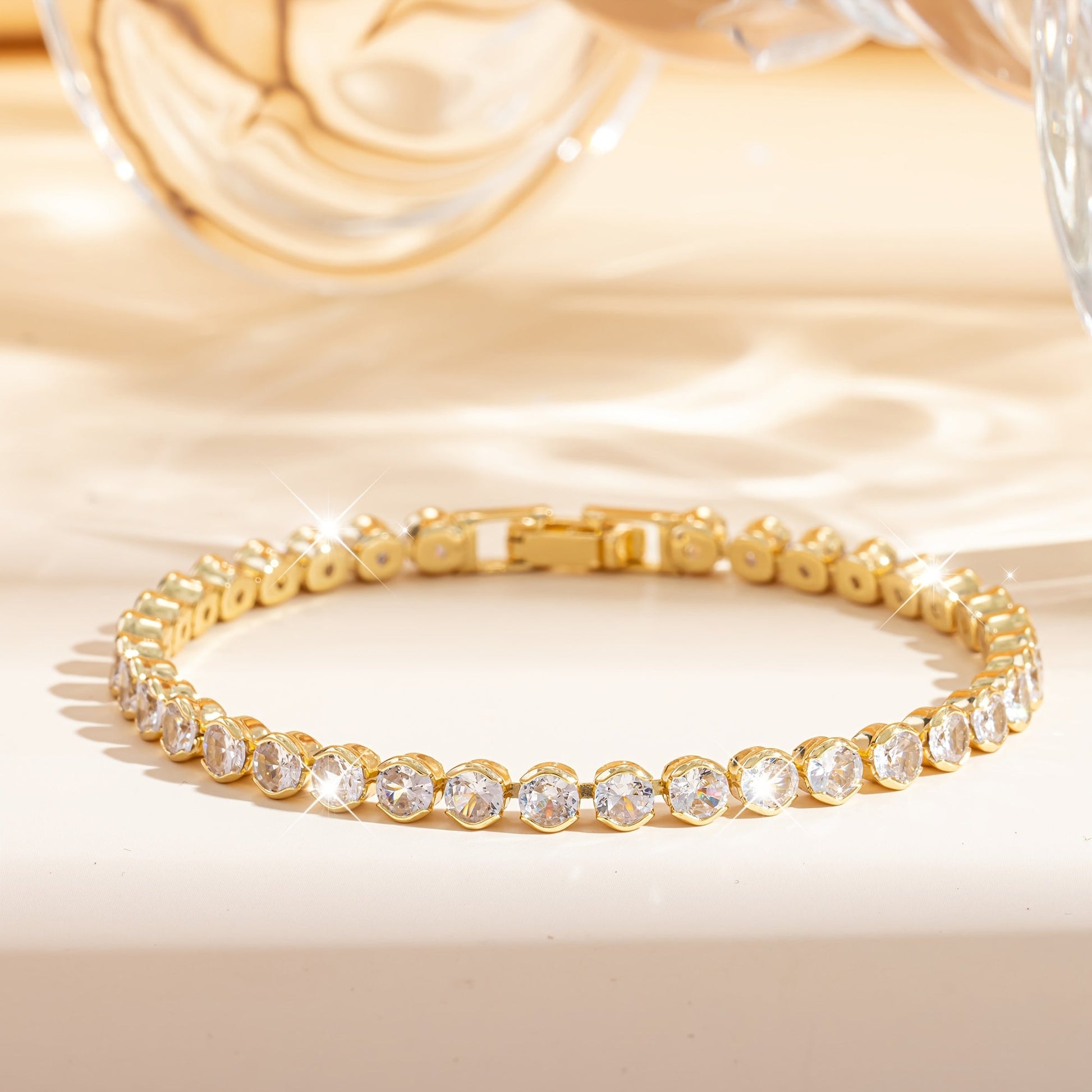 Elegant Multicolor Gemstone Gold Plated Tennis Bracelet