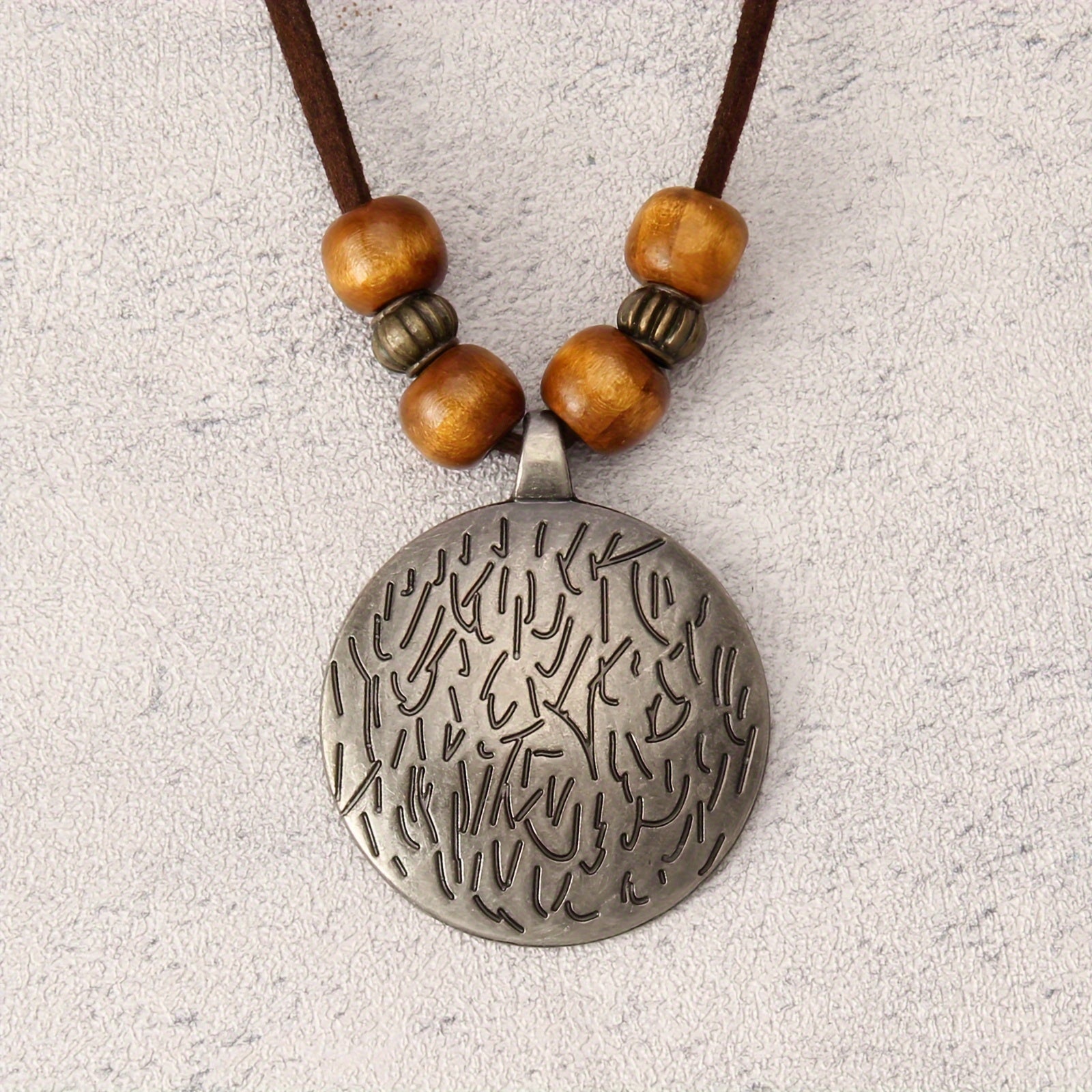 Vintage Twelve Constellations Wooden Beaded Pendant Necklace