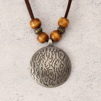 Vintage Twelve Constellations Wooden Beaded Pendant Necklace
