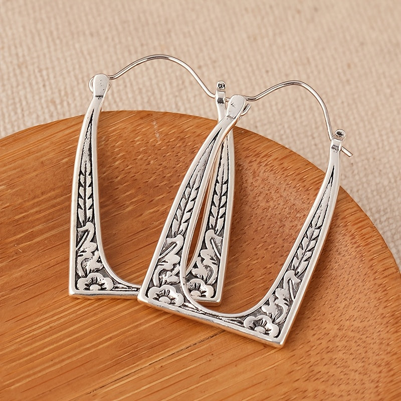 Vintage Boho Design&nbsp;U-Shape Floral Earrings