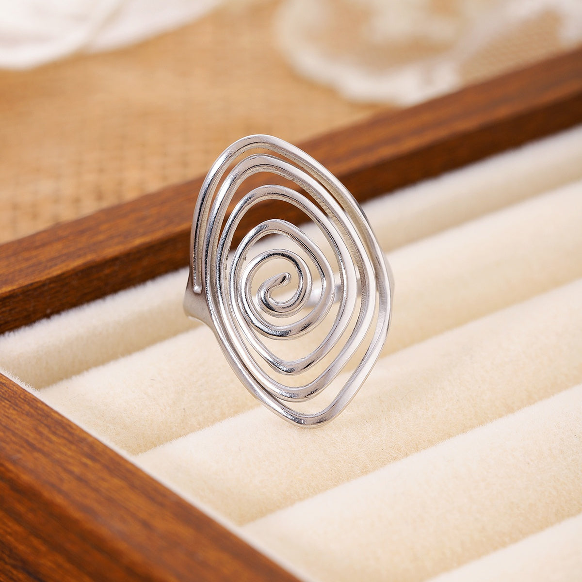 Vortex Sculptural Spiral Gold Statement Ring