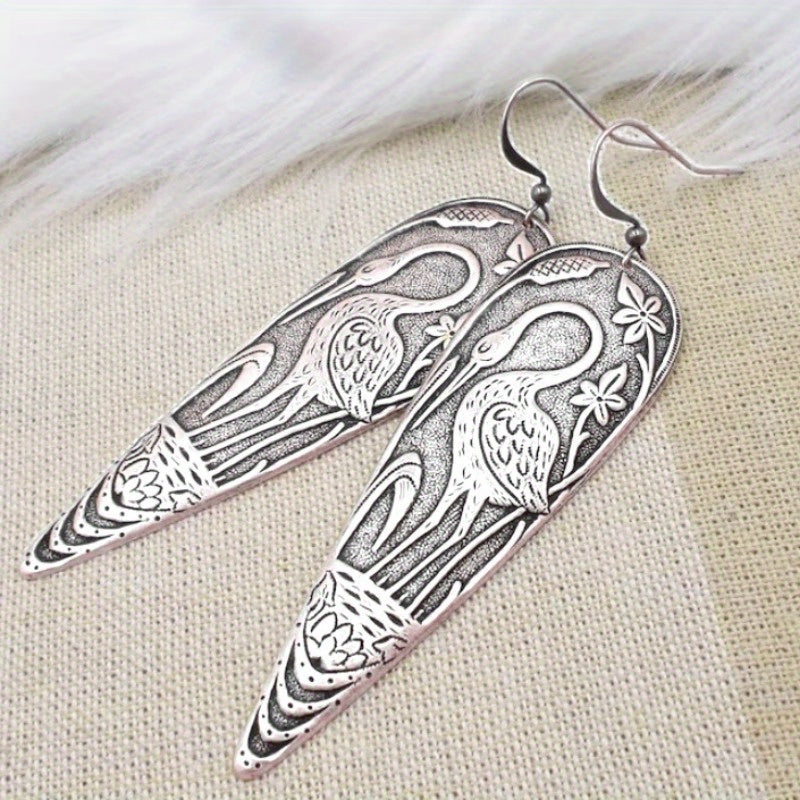 Elegant Bird Themed Heron Drop Earrings