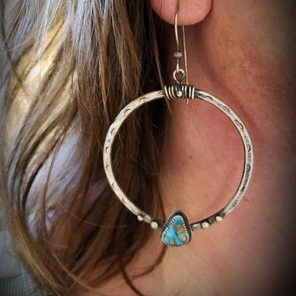 Vintage Bohemian Turquoise Circle Earrings