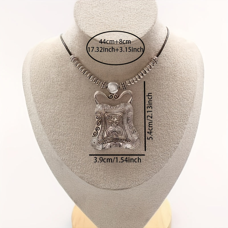 Vintage Antique Geometric Tribal Pendant Necklace