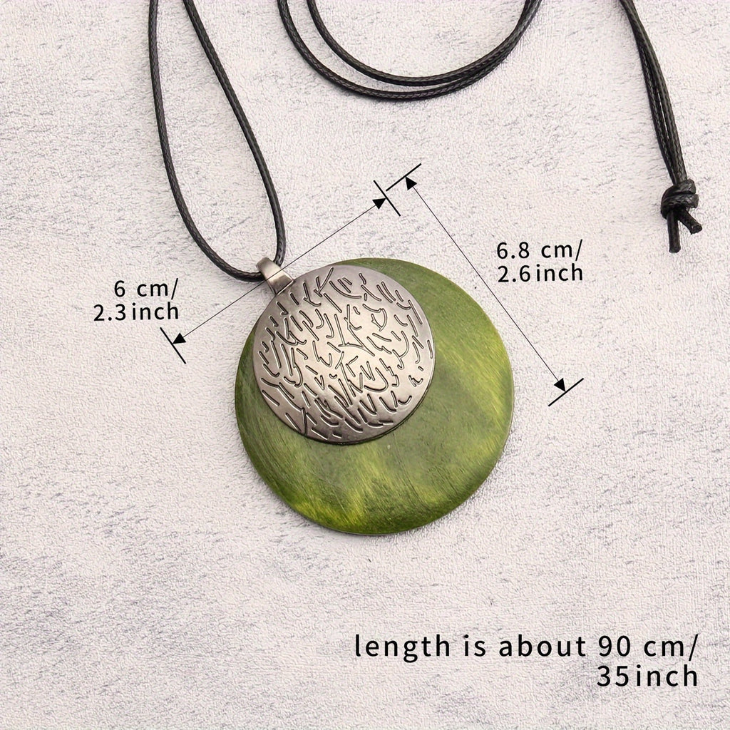 Bohemian Retro Style Spiral Medallion Pendant Long Necklace