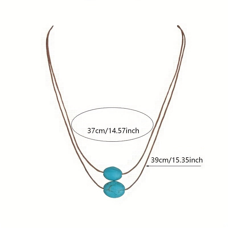 Vintage Double Layer Turquoise Beaded Necklace