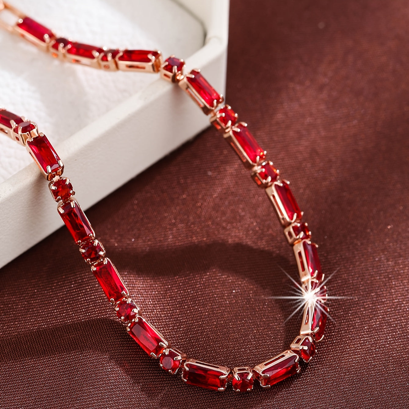 Elegant Vintage Zirconia Ruby Gold Plated Bracelet