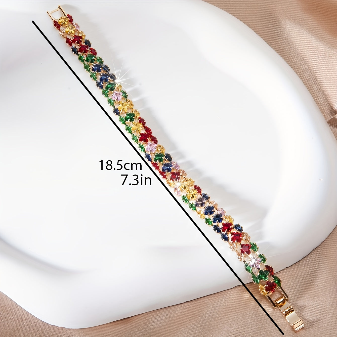 Bohemian Multi Color Zirconia Gold Plated Tennis Bracelet