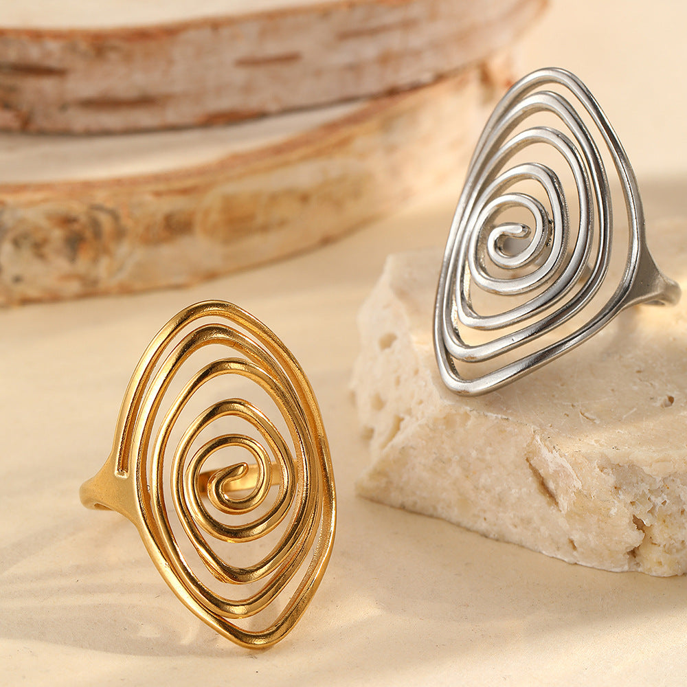 Vortex Sculptural Spiral Gold Statement Ring