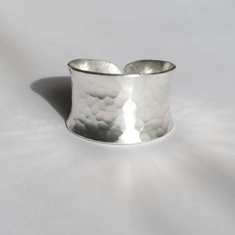 Elegant Adjustable Handmade Hammered Texture Ring