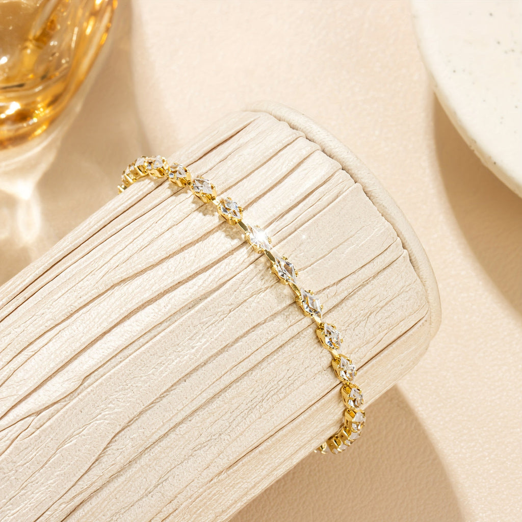 Elegant Zirconia Diamond Gold Plated Tennis Bracelet