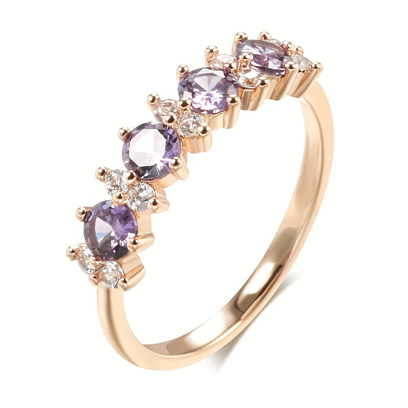 Elegant Purple Zirconia Diamond Accent Band Ring