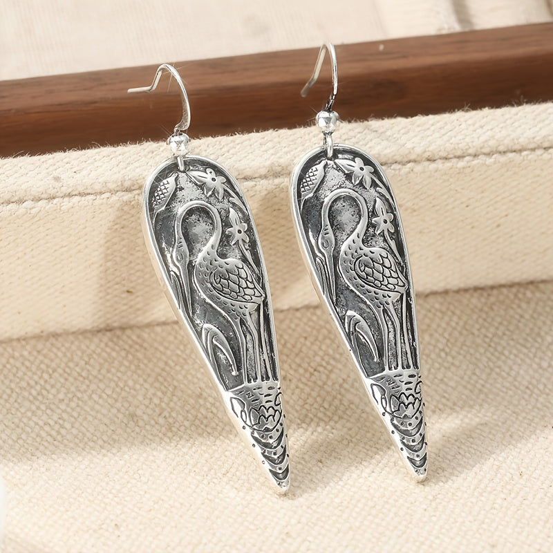 Elegant Bird Themed Heron Drop Earrings