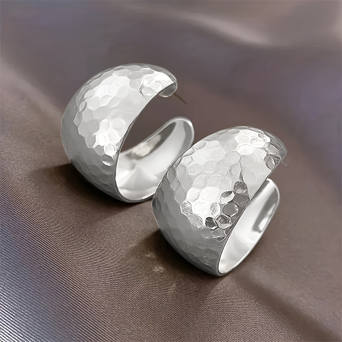 Vintage Wide C Shaped Hoop Earrings