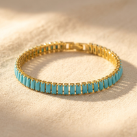 Gold Turquoise Rectangular Inlay Bracelet