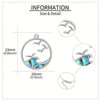 Silver Seagull & Ocean Wave Pendant Necklace