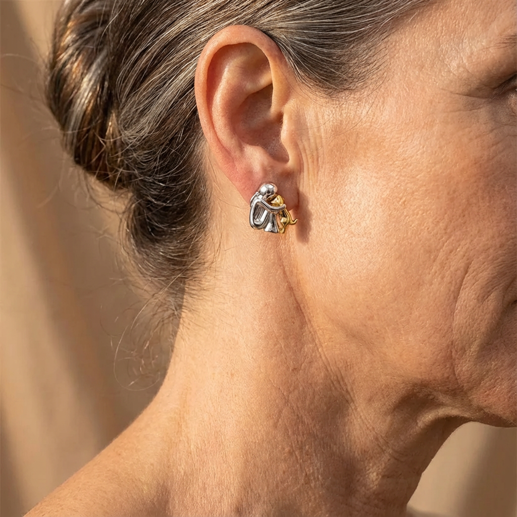 Two-tone silver and gold Hug earrings