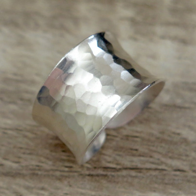 Elegant Adjustable Handmade Hammered Texture Ring