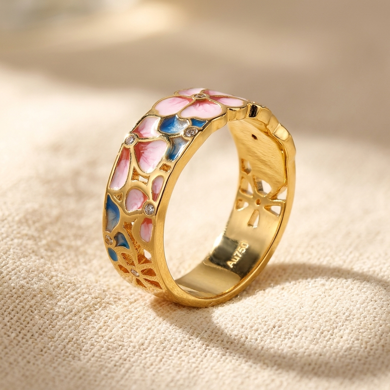 Elegant Enamel Engagement Ring For Women