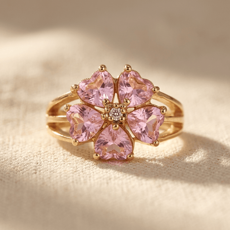 Elegant Gold Cubic Zirconia Floral Cluster Ring