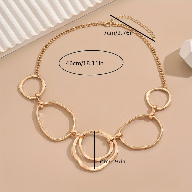 Elegant Modern Linked Gold Geometric Necklace