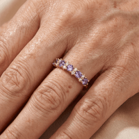 Elegant Purple Zirconia Diamond Accent Band Ring
