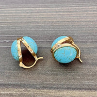 Elegant Vintage Geometric Turquoise Stud Earrings