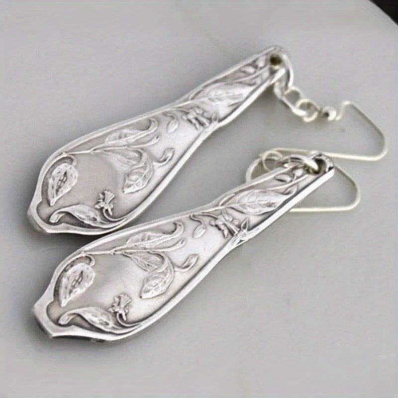 Elegant Vintage Spoon Silvery Earrings