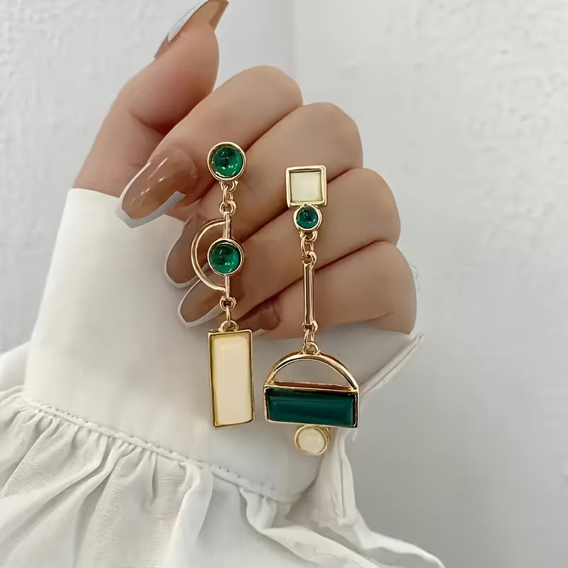 Emerald Geometry Earrings