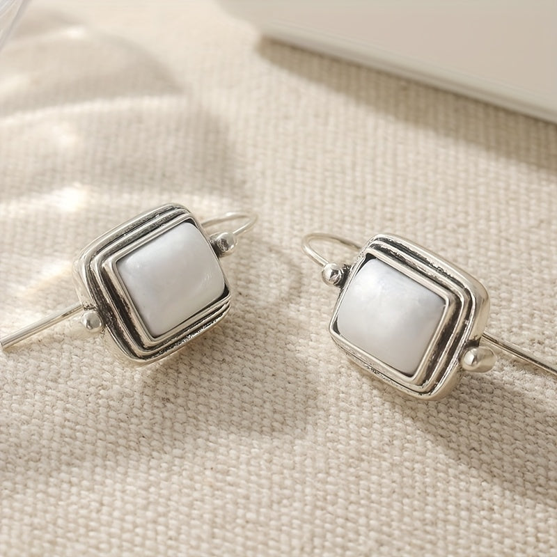Elegant Bohemian Square Pearl Drop Earrings
